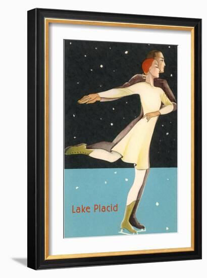 Pair Ice Skating in Lake Placid, New York--Framed Art Print