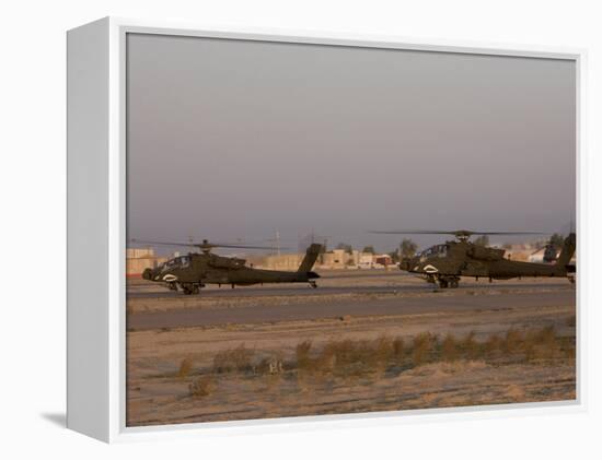 Pair of AH-64 Apache Helicopters Prepare for Takeoff-Stocktrek Images-Framed Premier Image Canvas