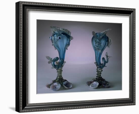 Pair of Aquamarine Dolphins and Crystalline Detail, Salviati Dottor Antonio, 1877, Italy-null-Framed Giclee Print