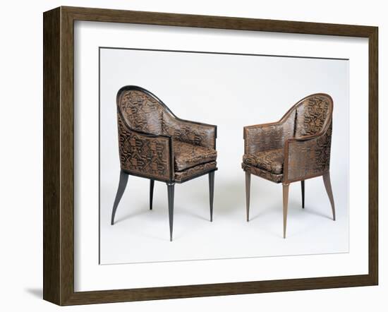 Pair of Art Deco Style Armchairs, Guinde Model-Jacques-emile Ruhlmann-Framed Giclee Print