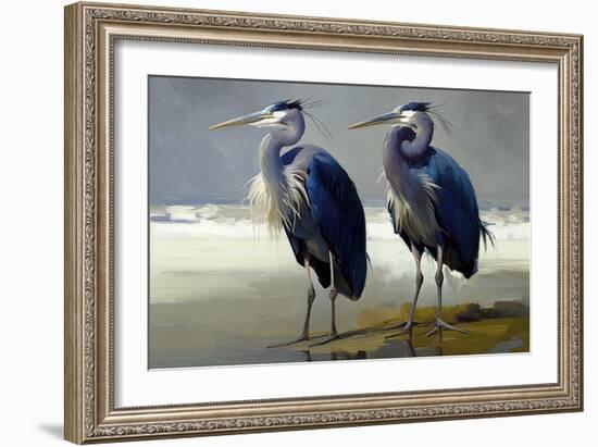 Pair of Blue Herons-Vivienne Dupont-Framed Art Print