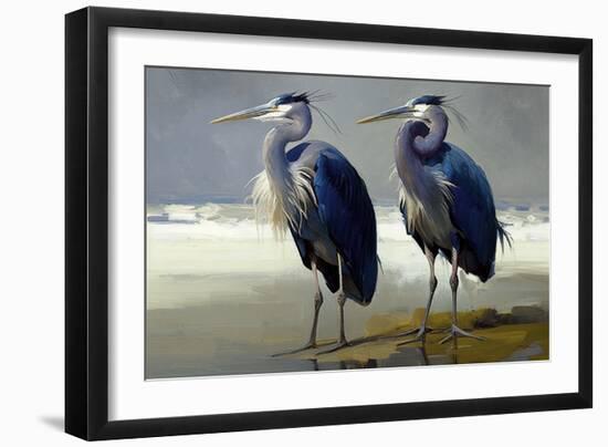 Pair of Blue Herons-Vivienne Dupont-Framed Art Print