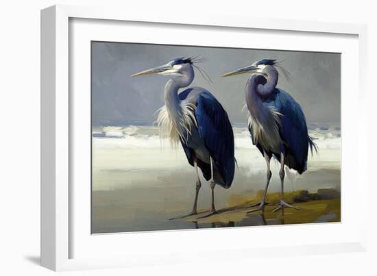 Pair of Blue Herons-Vivienne Dupont-Framed Art Print