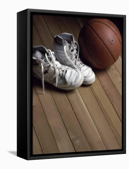 Pair of Boots with a Basketball-null-Framed Premier Image Canvas