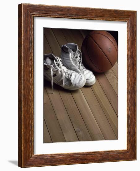 Pair of Boots with a Basketball-null-Framed Photographic Print