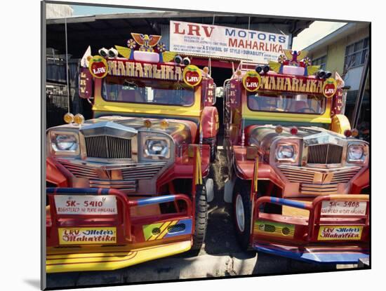 Pair of Customised Jeepney Trucks, Bacolod City, Philippines, Southeast Asia-Robert Francis-Mounted Photographic Print