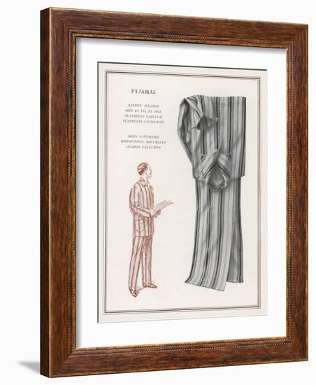 Pair of Elegant Striped Pyjamas and a Man Shown Modelling Them-null-Framed Photographic Print