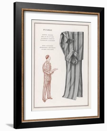 Pair of Elegant Striped Pyjamas and a Man Shown Modelling Them-null-Framed Photographic Print