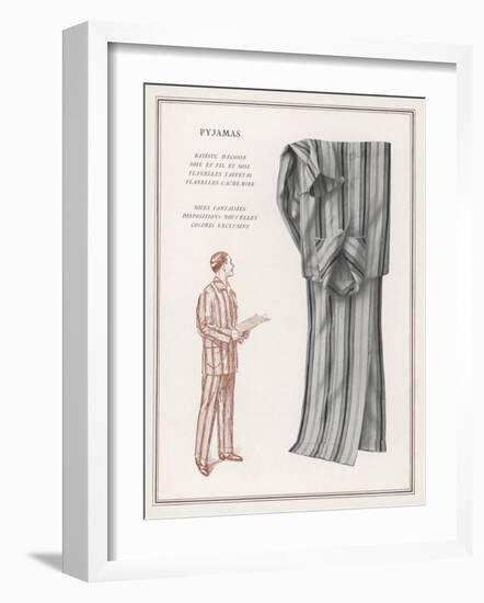 Pair of Elegant Striped Pyjamas and a Man Shown Modelling Them-null-Framed Photographic Print