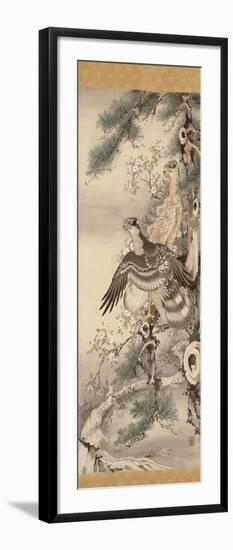 Pair of Hawks with Branch and Blossoms-Soga Shohaku-Framed Giclee Print