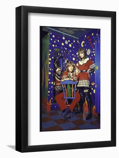 Pair of Long Haired Londoners in a Psychedelic Corner of the Beatles' Apple Boutique-Bill Ray-Framed Photographic Print