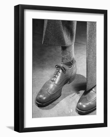 Pair of Men's Shoes, Illustrating One of the Shortages of Goods Because of the War-Nina Leen-Framed Photographic Print