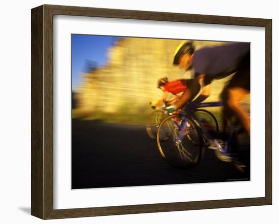 Pair of Road Cyclists Speed Downhill-Chuck Haney-Framed Photographic Print