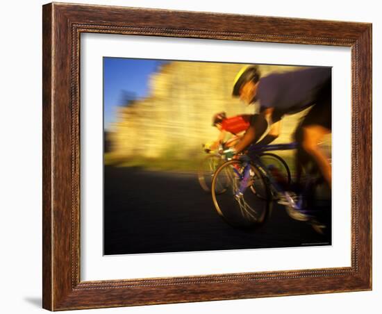 Pair of Road Cyclists Speed Downhill-Chuck Haney-Framed Photographic Print