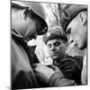 Pair of Russian Soldiers Exchanging Insignia with an American Army Captain-John Florea-Mounted Photographic Print