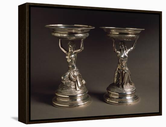 Pair of Silver Cakestands, Supported by Female Figures, Victorian Style-null-Framed Premier Image Canvas