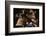 Pair of vintage boxing gloves laying on a flag carefully painted with light-Sheila Haddad-Framed Photographic Print