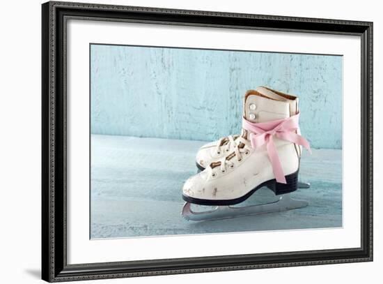 Pair Of White Women'S Ice Skates-Anna-Mari West-Framed Art Print