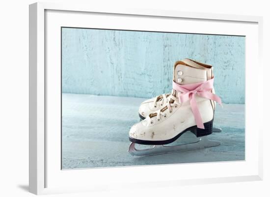 Pair Of White Women'S Ice Skates-Anna-Mari West-Framed Art Print