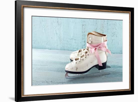 Pair Of White Women'S Ice Skates-Anna-Mari West-Framed Art Print