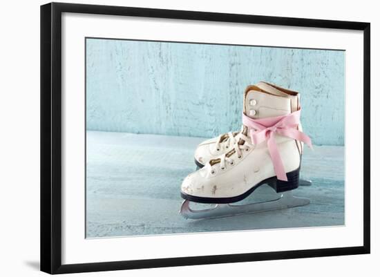 Pair Of White Women'S Ice Skates-Anna-Mari West-Framed Art Print