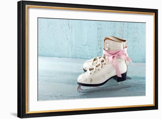 Pair Of White Women'S Ice Skates-Anna-Mari West-Framed Art Print