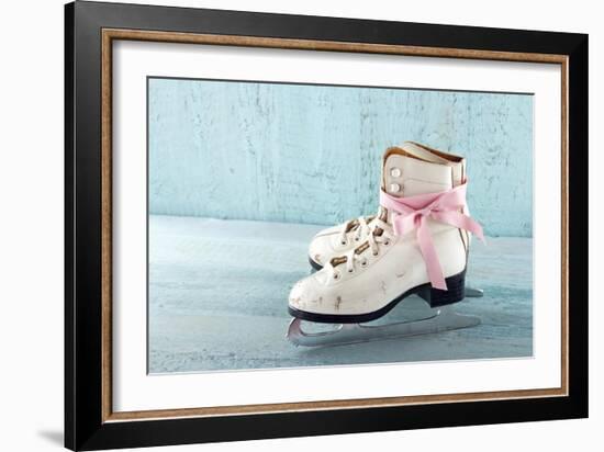 Pair Of White Women'S Ice Skates-Anna-Mari West-Framed Art Print