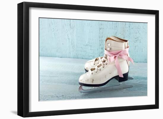 Pair Of White Women'S Ice Skates-Anna-Mari West-Framed Art Print