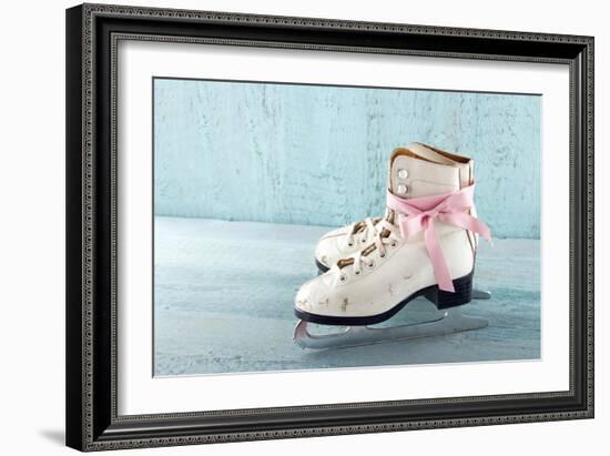 Pair Of White Women'S Ice Skates-Anna-Mari West-Framed Art Print