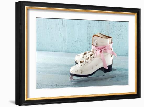 Pair Of White Women'S Ice Skates-Anna-Mari West-Framed Art Print