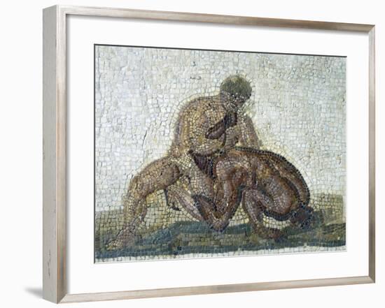 Pair of Wrestlers, Mosaic Uncovered in Gighti, Tunisia, 3rd Century-null-Framed Giclee Print