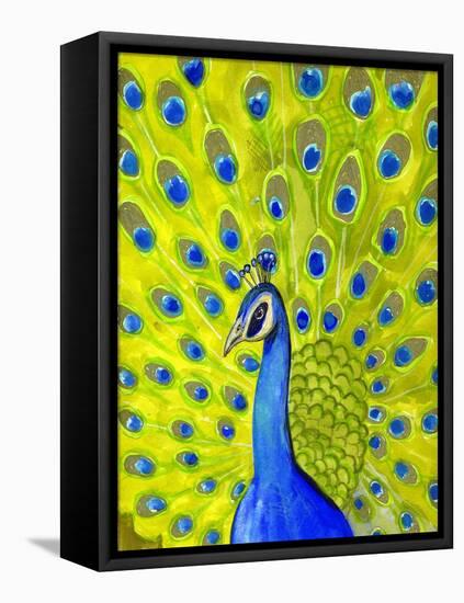 Paisley Peacock-Blenda Tyvoll-Framed Premier Image Canvas