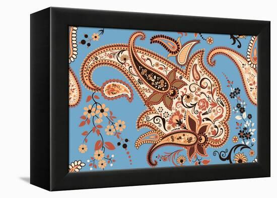 Paisley Seamless Pattern-Milovelen-Framed Stretched Canvas