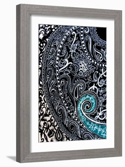 Paisley study Ink on watercolour paper-Linda Arthurs-Framed Giclee Print