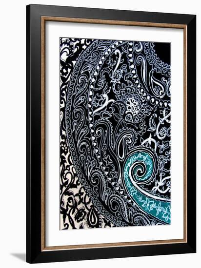 Paisley study Ink on watercolour paper-Linda Arthurs-Framed Giclee Print