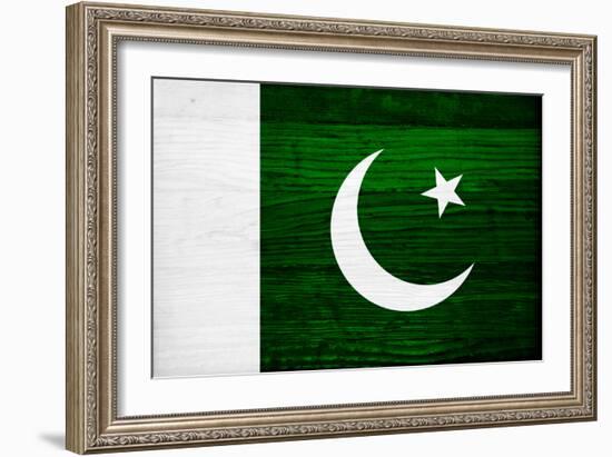 Pakistan Flag Design with Wood Patterning - Flags of the World Series-Philippe Hugonnard-Framed Art Print