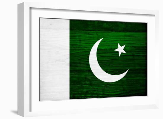 Pakistan Flag Design with Wood Patterning - Flags of the World Series-Philippe Hugonnard-Framed Art Print