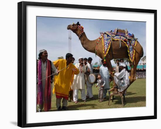 Pakistan Folk Dancers Perform; Owner Sits with His Camel, Annual Festival Horse and Cattle Show-null-Framed Photographic Print