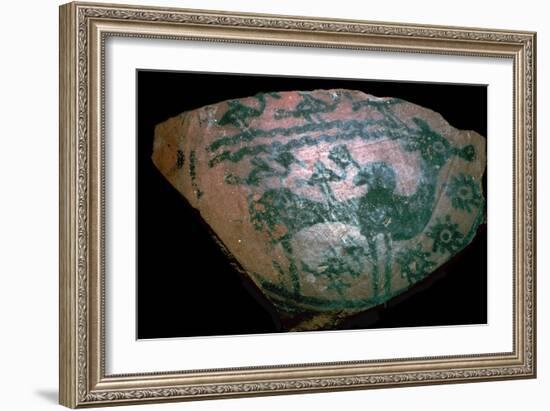 Pakistani sherd painted with stylised humped bull, 18th century BC. Artist: Unknown-Unknown-Framed Giclee Print