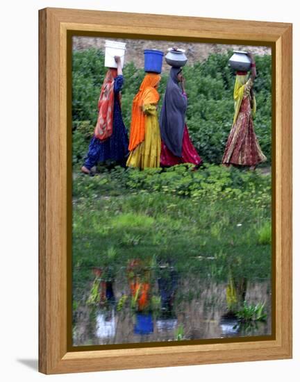 Pakistani Women Walking Home after Collecting Fresh Water on the Outskirts of Islamabad-null-Framed Premier Image Canvas