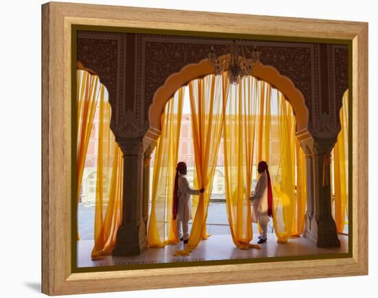 Palace Attendents, Chandra Mahal (City Palace), Jaipur, Rajasthan, India.-Peter Adams-Framed Premier Image Canvas