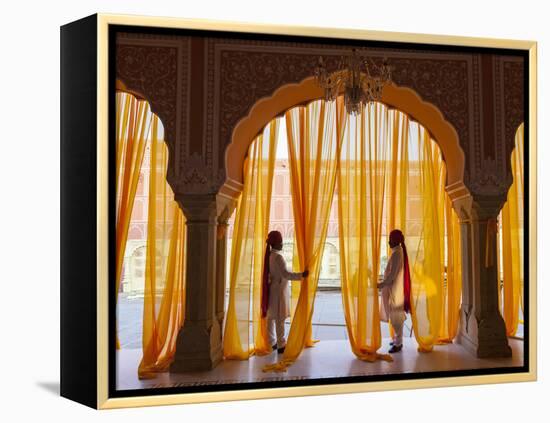 Palace Attendents, Chandra Mahal (City Palace), Jaipur, Rajasthan, India.-Peter Adams-Framed Premier Image Canvas