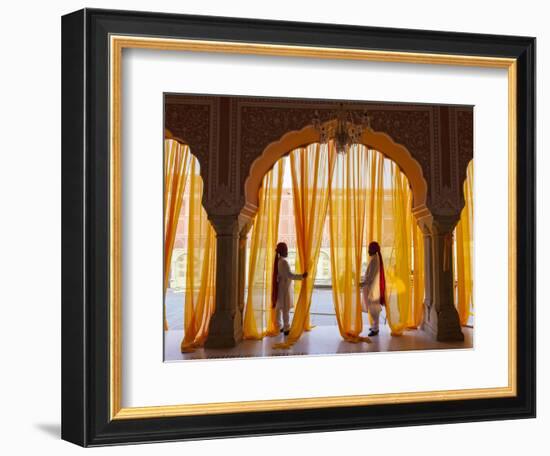 Palace Attendents, Chandra Mahal (City Palace), Jaipur, Rajasthan, India.-Peter Adams-Framed Photographic Print