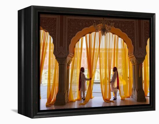 Palace Attendents, Chandra Mahal (City Palace), Jaipur, Rajasthan, India.-Peter Adams-Framed Premier Image Canvas