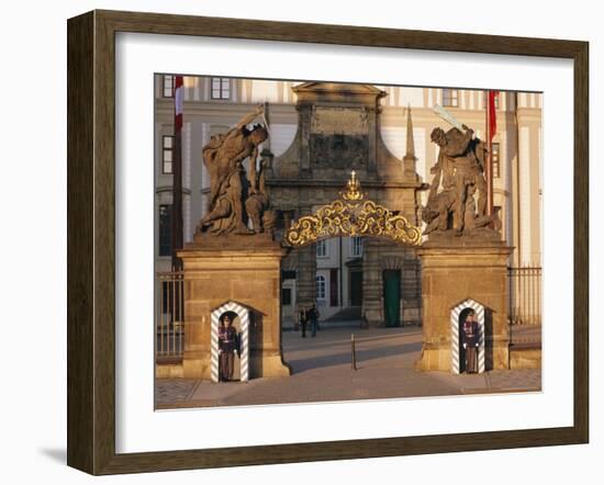 Palace Guards Outside First Courtyard, Prague Castle, Prague, Czech Republic, Europe-Neale Clarke-Framed Photographic Print