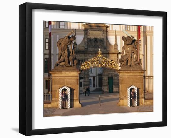 Palace Guards Outside First Courtyard, Prague Castle, Prague, Czech Republic, Europe-Neale Clarke-Framed Photographic Print