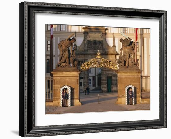 Palace Guards Outside First Courtyard, Prague Castle, Prague, Czech Republic, Europe-Neale Clarke-Framed Photographic Print