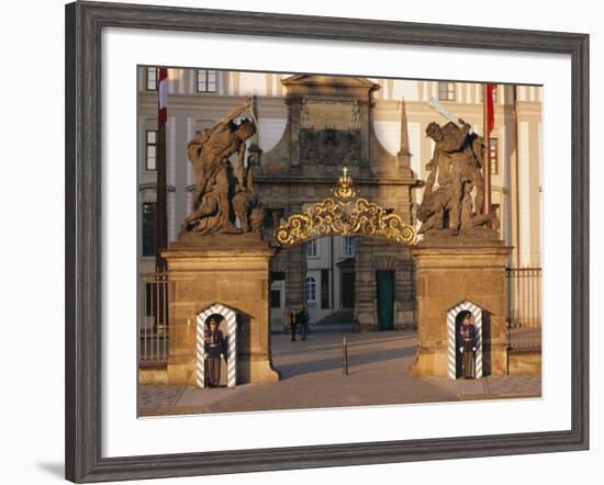 Palace Guards Outside First Courtyard, Prague Castle, Prague, Czech Republic, Europe-Neale Clarke-Framed Photographic Print