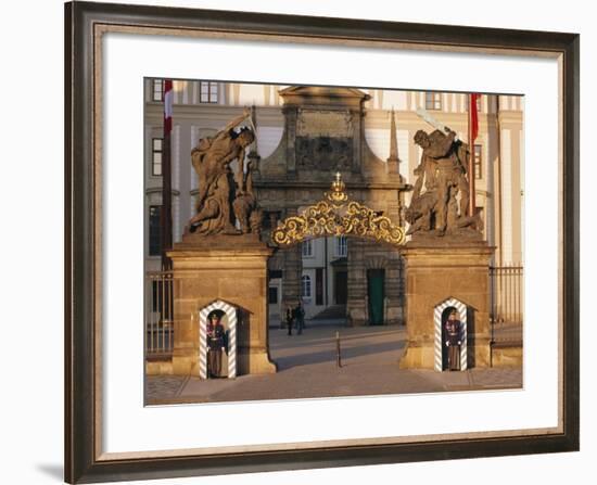 Palace Guards Outside First Courtyard, Prague Castle, Prague, Czech Republic, Europe-Neale Clarke-Framed Photographic Print