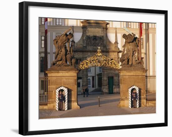 Palace Guards Outside First Courtyard, Prague Castle, Prague, Czech Republic, Europe-Neale Clarke-Framed Photographic Print